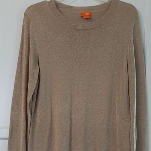 Metallic gold Ladies Long Sleeve sweater Large Holiday Sparkle Party